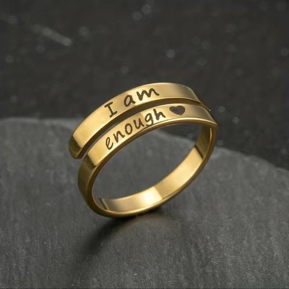 Silver “I am Enough” Adjustable Ring - Picture 2 of 4